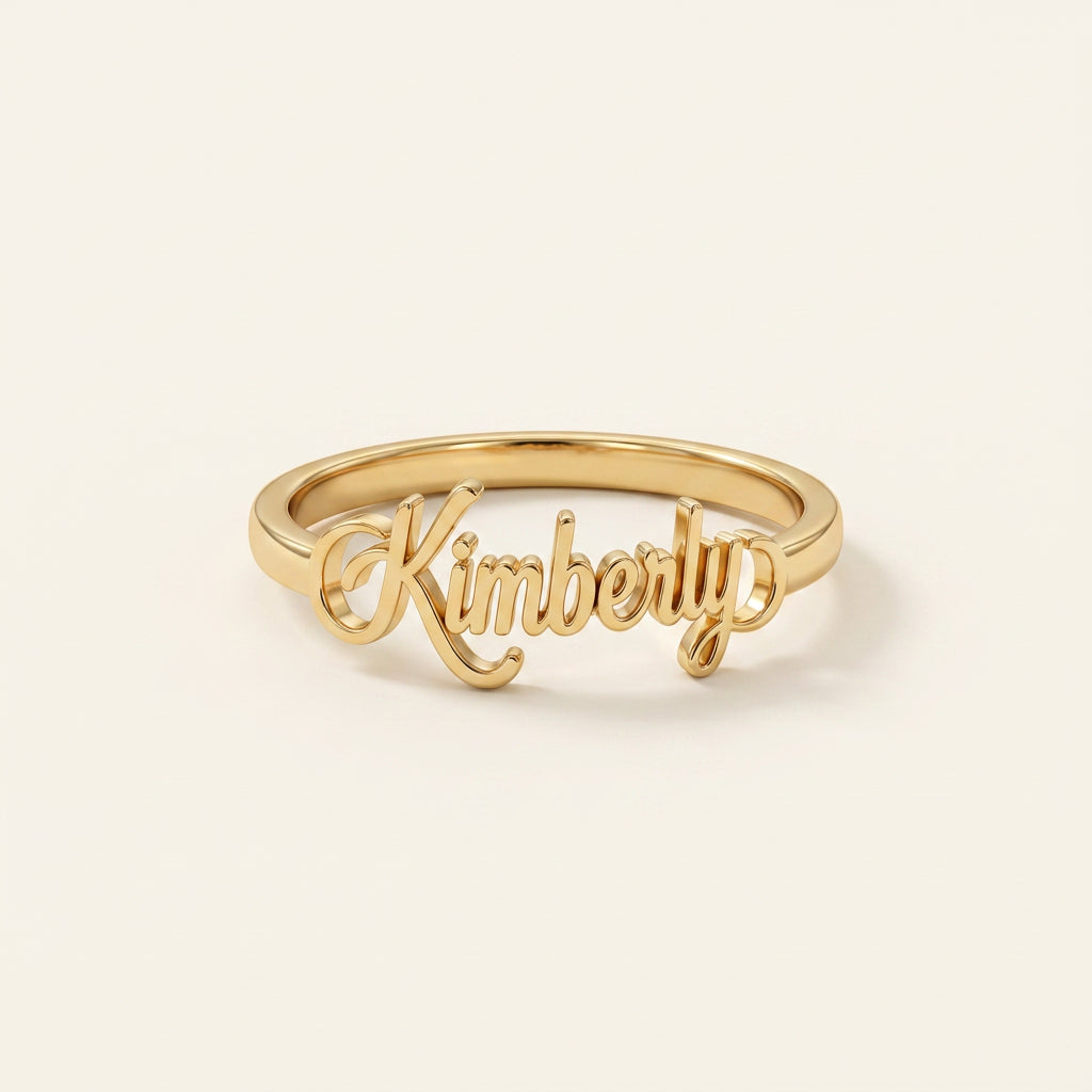 Anel em Cursivo Ajustavel com Nome Personalizado