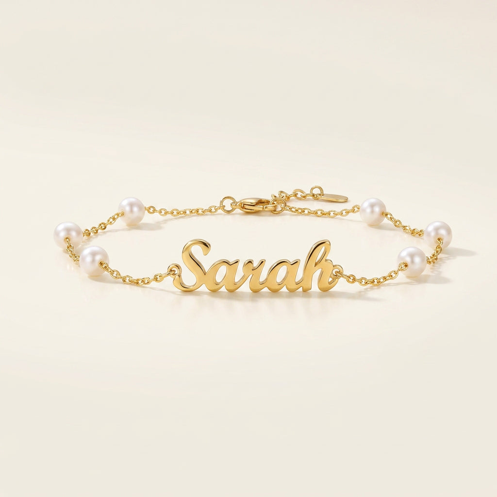 Pulseira de Perolas com Nome Personalizado