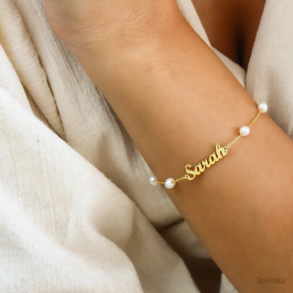 Pulseira de Pérolas com Nome Personalizado