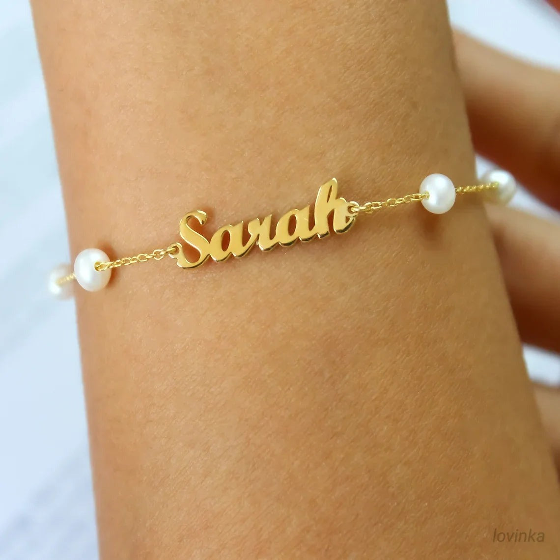 Pulseira de Pérolas com Nome Personalizado