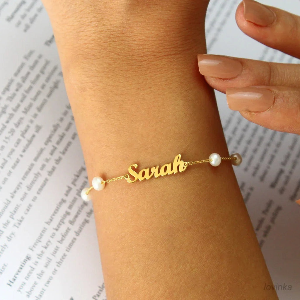 Pulseira de Pérolas com Nome Personalizado