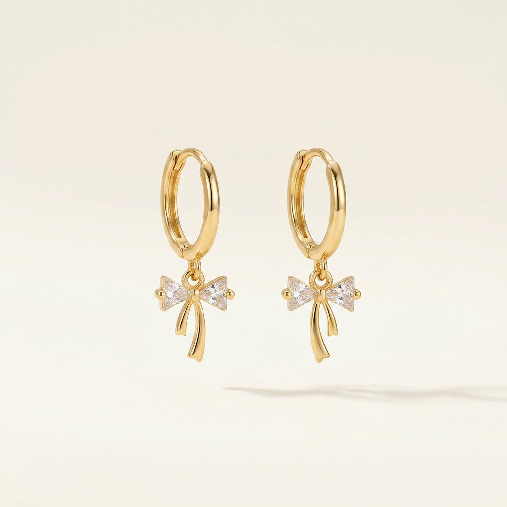 Brincos de Argola com Zircao e Pendente de Borboleta